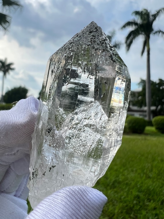Optically Clear Himalayan Quartz Chlorite Tourmaline Channeling Crystal Rainbow Quartz Nepal Collector Healing Meditation Crystal-65g