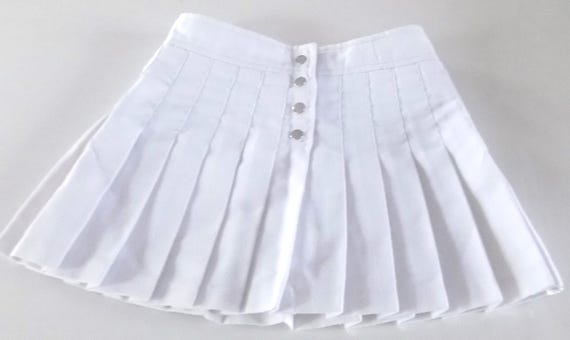Jupe plissée enfant , jupe vintage année 1970 , jupe seconde main , coloris blanc , taille 4 ans.