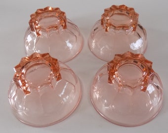 Vintage 1950 , ensemble de 4 coupes à champagne , coupes à dessert en verre rose.