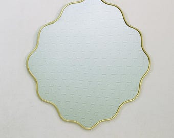 Asymmetrical Brass Mirror Wavy Luxury Wall Mirror for Bathroom or Living Room Decor
