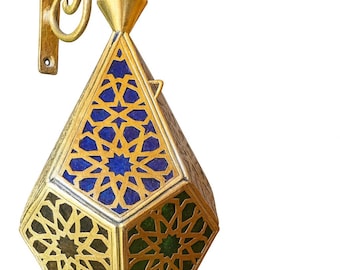 Moroccan Brass Lamp – Handmade Stained Glass Home Decor