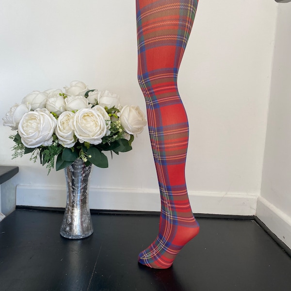 New ladies tartan print pattern printed tights great for festivals boho style