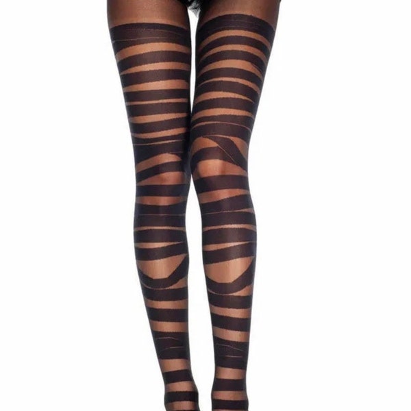 ladies girls black sheer opaque bandage looking design tights one size fits uk 8 to 14
