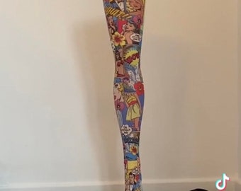 excited about these New vintage Andy Warhol style pop art comic printed tights one size will fit up to 42” hip free shipping all over print