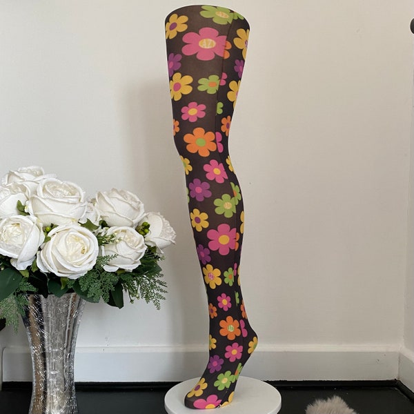 Nouveaux collants imprimés pop art de style Andy Warhol des années 60 avec marguerite aux couleurs vives - taille unique s'adaptera jusqu'à 42" hanche livraison gratuite