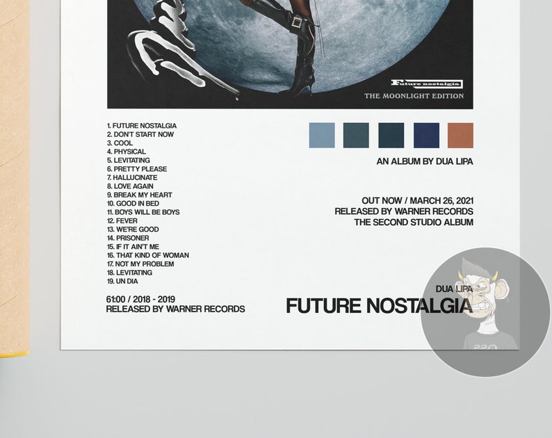 Dua Lipa Future Nostalgia Moonlight Edition Album Cover | Etsy