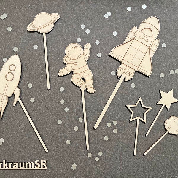Astronaut | Rocket | Space shuttle | Cake topper | Personalized | Cake topper | Cake decoration | Birthday decoration | Muffin topper | WerkraumSR
