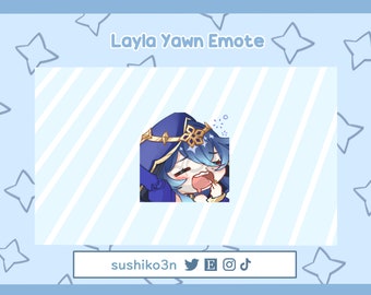 Genshin Impact Layla Sleepy Emote para Twitch / Discord / Youtube / Twitch Emotes personalizados / Juegos / Streaming / Kawaii / Lindo / Descarga instantánea