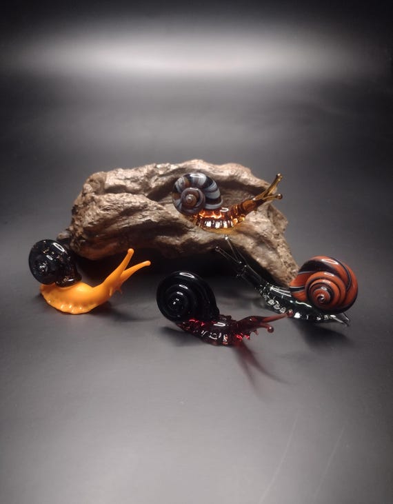 手作りガラスのカタツムリの置物 - Etsy 日本