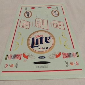 Rusty Wallace #2 Miller Light Mobile Ford Tarus 1/24 Nascar Water Slide Decals
