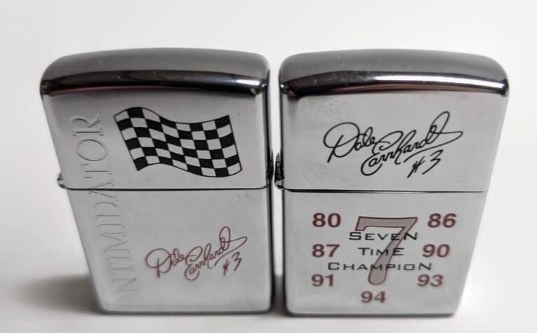 Dale Earnhardt Zippo Pair – Chrome Collectible Lighters – NASCAR