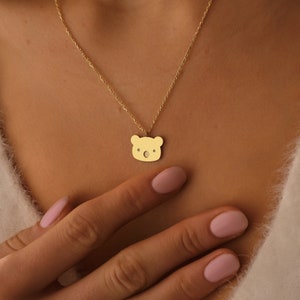 10k 14k 18k Solid Gold Panda Necklace, Real Gold Panda Bear Pendant, Dainty Bear Charm Necklace, Animal Jewelry For Christmas, Birthday Gift