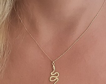 【保証書付】 10k 14k Charm Shaped Snake Necklace, Snake Gold Solid 18k その他