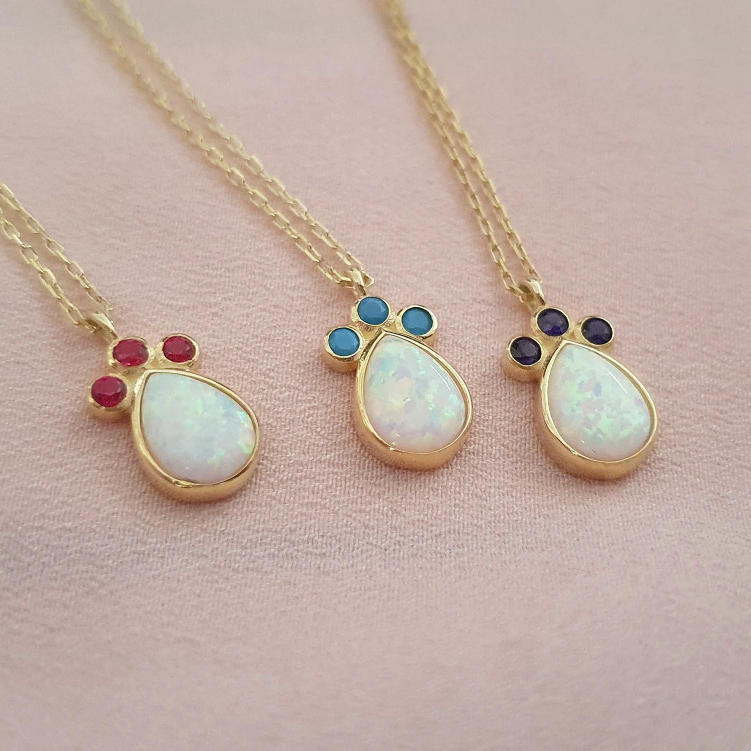 14K Massivgold Kundenspezifische Teardrop-Halskette, 18k elegante Opal-Charme-Halskette für Geschenk, Birnen-Schliff Birthstone 10k Anhänger für Weihnachtsgeschenk