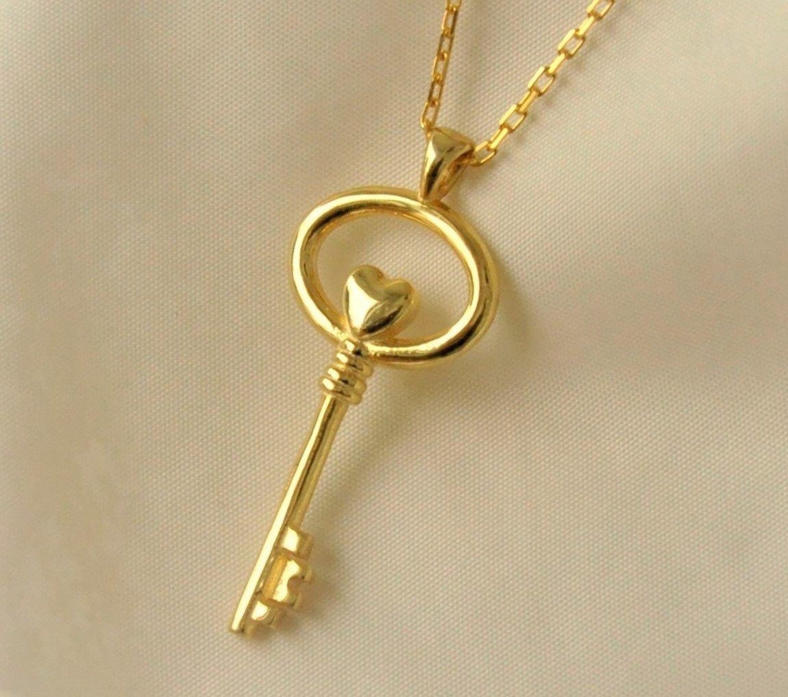 Gold Key Necklace Small Key Necklace Cute Necklaces Pretty -  Norway