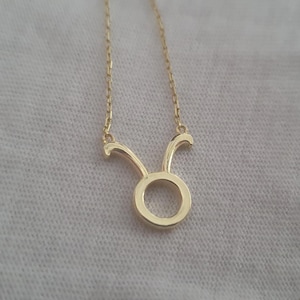Solid Gold Zodiac Taurus Sign Necklace, Dainty Taurus Necklace For Women,  Taurus Zodiac Pendant For Birthday Gift, Jewelry For Christmas
