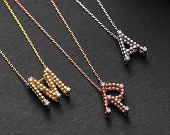 10k 14k 18k Solid Gold Initial Letter Necklace, Personalized Initial Charm, Real Gold Custom Letter Pendant, Cuustomized Necklace For Mom