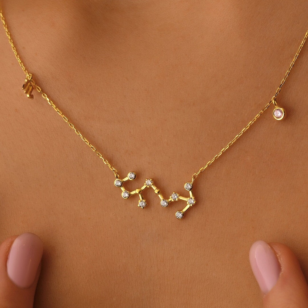 Diamond Necklaces Gold Scorpio Constellation Necklace Rose Gold