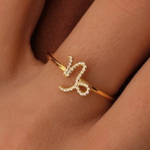 Massief gouden ring sterrenbeeld Steenbok, sierlijke ring Steenbok teken, minimalistische astrologie sterrenbeeld ring voor moeder, ring Steenbok voor kerstcadeau