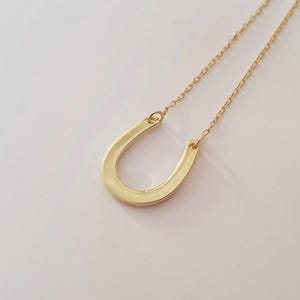 14k Solid Gold Dainty Horseshoe Necklace For Her, 18k Gold Horseshoe Luck Charm Necklace For Mom, Lucky Horseshoe 10k Gold Pendant For Gift