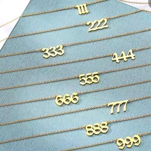 14k Solid Gold Angel Number Pendant, 18k Personalised Lucky Number Charm Necklace For Women, 10k Mother&#39;s Day Gift, Angel Sequence Numbers.
