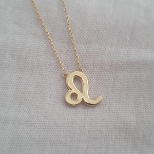 14k Solid Gold Zodiac Leo Sign Necklace For Women, 18k Real Gold Leo Charm Necklace For Daughter,Dainty Zodiac 10k Pendant For Birthday Gift
