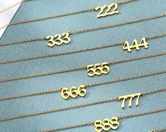 10K 14K 18K Golden Angel Numbers, Healing Number Necklace, Numerology Necklace, Handmade Pendant,111, 222, 333, 444, 555, 666, 777, 888, 999