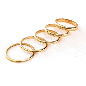 14k Solid Gold Simple Wedding Band, Thin Wedding Ring, Plain 18k Engagement Ring, Tiny Promise Ring, Minimal 10k Gold Stacking Ring For Her