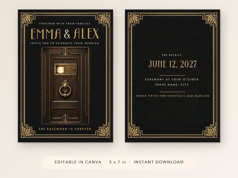 Modèle d'invitation de mariage clandestine, invitation Art déco des ...
