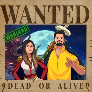 Speciaal cadeau l Aangepaste gezocht-poster l Piratenposter l Portret paar anime l Vaderdagcadeau l Schouders OMHOOG l Vrouwelijke piraat