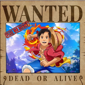 Speciaal cadeau l Aangepaste anime gezocht-poster l Personaliseer piraat-animecadeau l Afdrukbaar cadeau l Poster piraten l Verjaardagscadeau l Cadeau stel