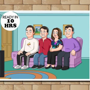 Special Gift l Custom Couple Guy Portrait l Personalized Family Portrait from photo l Custom Couple Portrait l American Cartoon