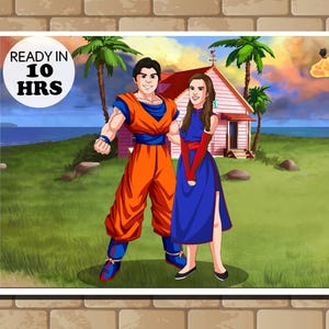 Besonderes Geschenk l Personalisiertes DBZ Saiyajin l Super Saiyajin Benutzerdefiniert l DBZ Poster l Benutzerdefiniertes Guko Portrait l Valentinstagskarte l Paar DBZ