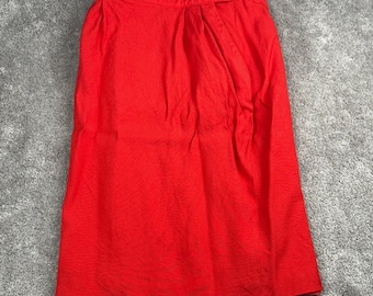 Vtg Orange 80s Skirt Knee Length Wool Blend Pleated A-Line Size 8 Alex Dopamine