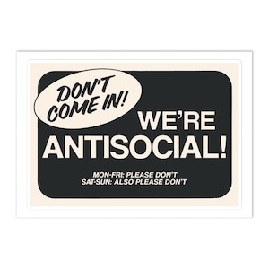 antisocial sticker - black/cream