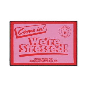 we're stressed floor mat - pink/red