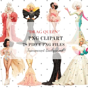 Drag Queen Clipart: 28 Piece LGBT PNG Art (Digital Download)