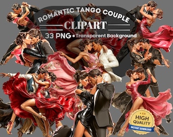 Romantic Tango Clipart : 33 PNG Art (Digital Download, Piece PNG Files)