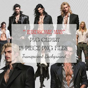 Clipart knappe man: mode mannelijke png-kunst (digitale download, 13-delige png-bestanden)