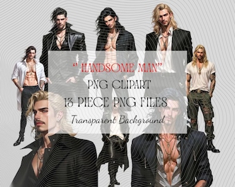 Handsome Man Clipart: Fashion Male PNG Art (Digital Download, 13 Piece PNG Files)