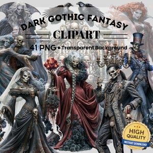 Dark Gothic Victorian Clipart : 43 Piece Printable Art (Digital Download)