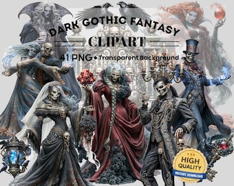 Dark Gothic Victorian Clipart : 43 Piece Printable Art (Digital Download)