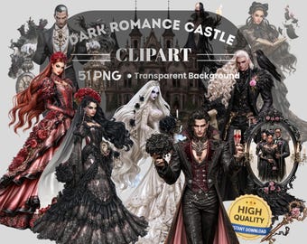 Dark Romance Castle Clipart : 51 Piece Printable Art (Digital Download)