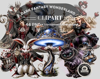 Dark Fantasy Wonderland PNG Clipart Set : 44 Piece Printable Art (Digital Download)