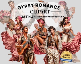 Gypsy Romance Clipart: 38 PNG Art (Digital Download, Piece PNG Files)