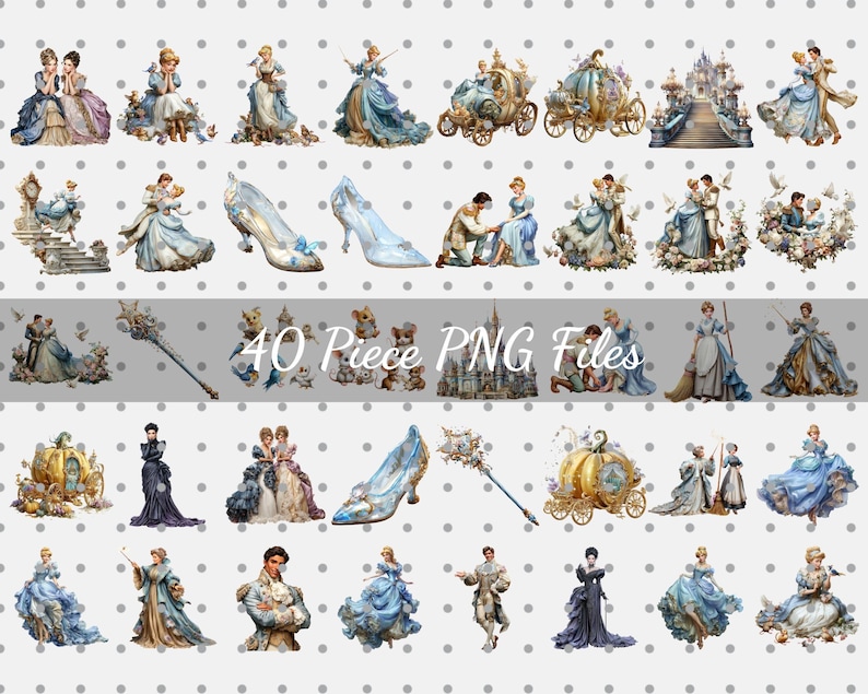 Fairytale Princesses PNG Clipart Set : 40 Piece Printable Art (Digital Download) image 8