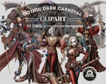 Gothic Dark Carnival Clipart: 41 PNG Art (Digital Download, Piece PNG Files)