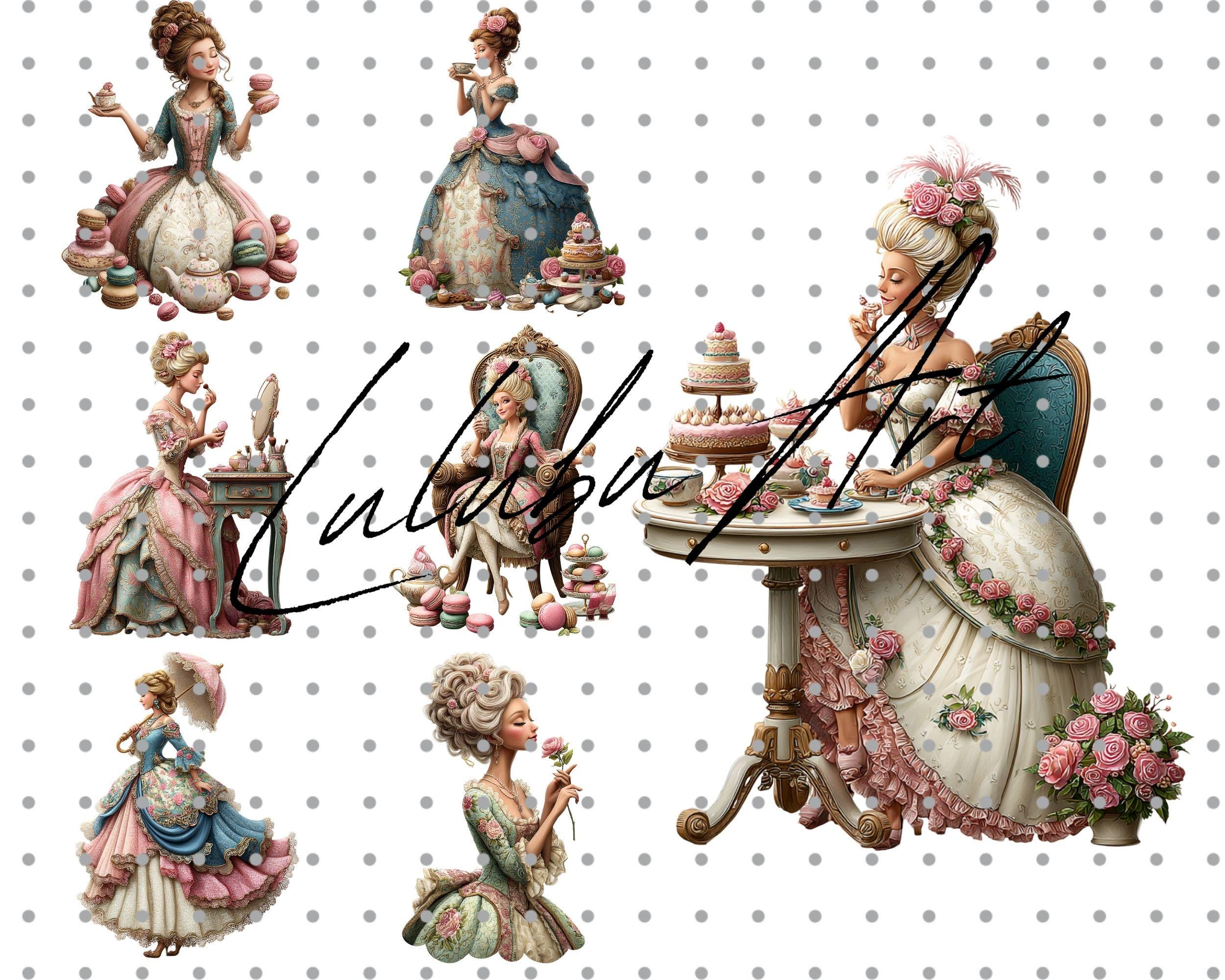 Rococo Queen Clipart 50 PNG Bundle: Piece Printable Art (digital ...