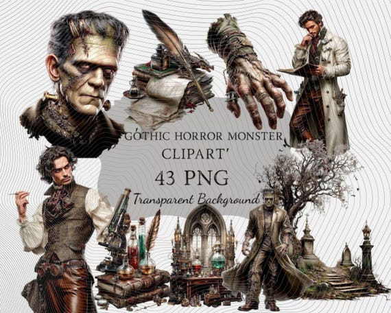 Gothic Horror,monster Graphics PNG Clipart Set : 43 Piece Printable Art  (digital Download) - Etsy Israel