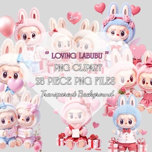 Kawaii Labubu Clipart PNG: 25 peças de arte digital para download